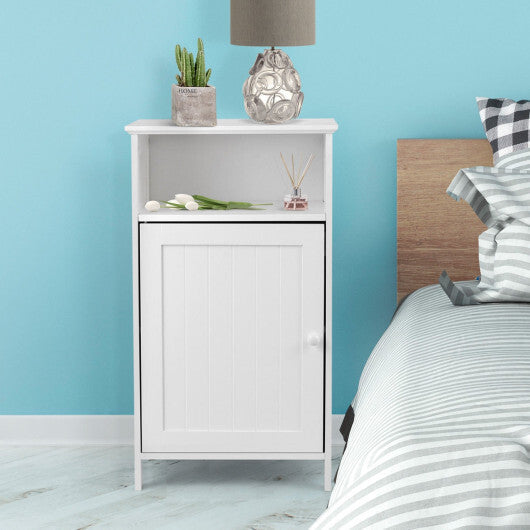 Bathroom Freestanding  Adjustable Shelf Floor Storage Cabinet-White LuxuryLifeWay Online Store