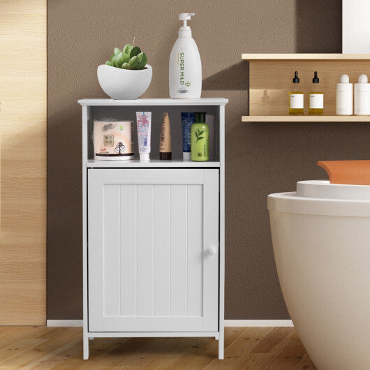 Bathroom Freestanding  Adjustable Shelf Floor Storage Cabinet-White LuxuryLifeWay Online Store