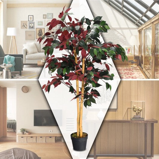 4 Feet Tall Artificial Ficus Tree with Nursery Pot LuxuryLifeWay Online Store