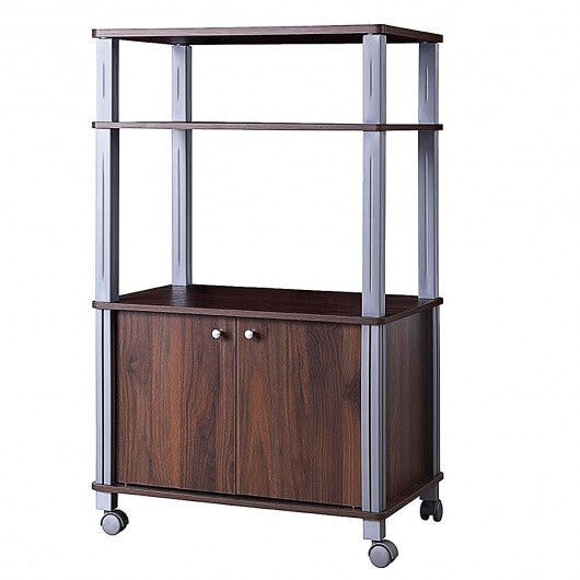 Microwave Rack Stand Rolling Storage Cart-Walnut LuxuryLifeWay Online Store