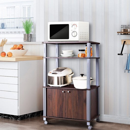 Microwave Rack Stand Rolling Storage Cart-Walnut LuxuryLifeWay Online Store