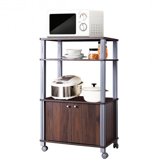 Microwave Rack Stand Rolling Storage Cart-Walnut LuxuryLifeWay Online Store