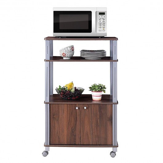 Microwave Rack Stand Rolling Storage Cart-Walnut LuxuryLifeWay Online Store