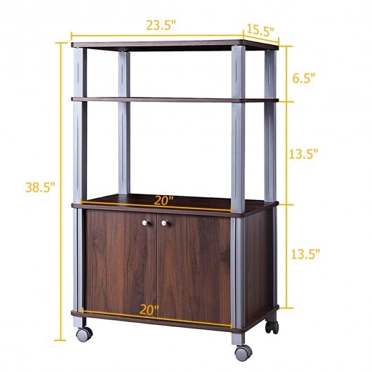 Microwave Rack Stand Rolling Storage Cart-Walnut LuxuryLifeWay Online Store