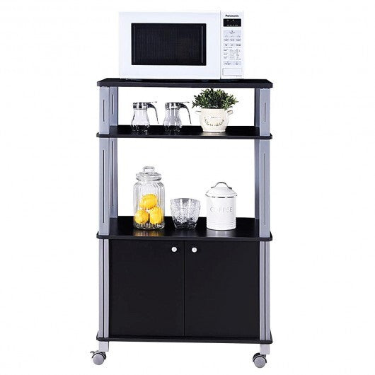 Microwave Rack Stand Rolling Storage Cart-Walnut LuxuryLifeWay Online Store
