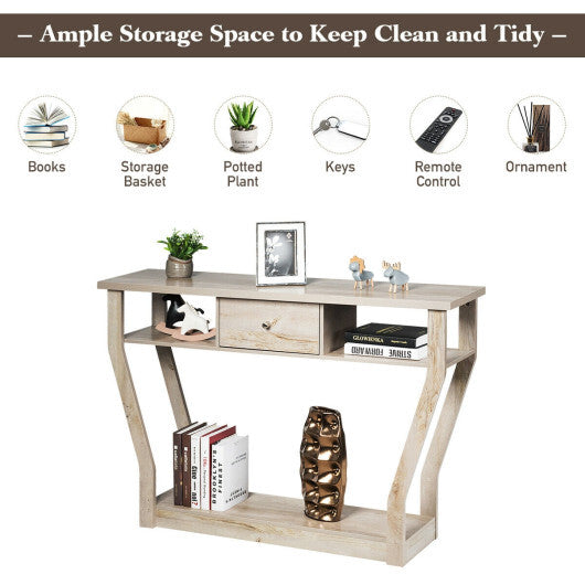 Curved Frame Modern Console Table with Storage Drawer for Entryway LuxuryLifeWay Online Store