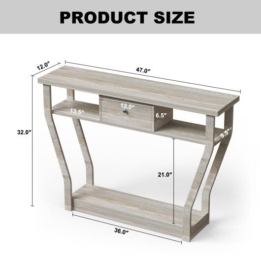 Curved Frame Modern Console Table with Storage Drawer for Entryway LuxuryLifeWay Online Store