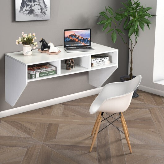 Wall Mounted Floating Computer Table Desk Storage Shelf-White - Color: White LuxuryLifeWay Online Store