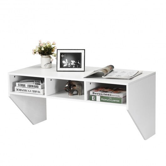 Wall Mounted Floating Computer Table Desk Storage Shelf-White LuxuryLifeWay Online Store