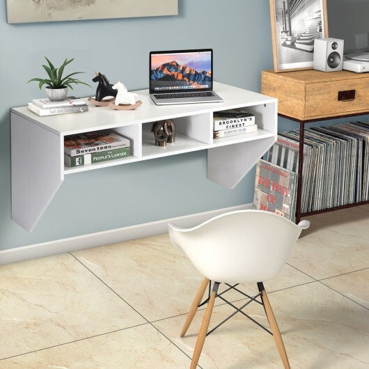 Wall Mounted Floating Computer Table Desk Storage Shelf-White LuxuryLifeWay Online Store