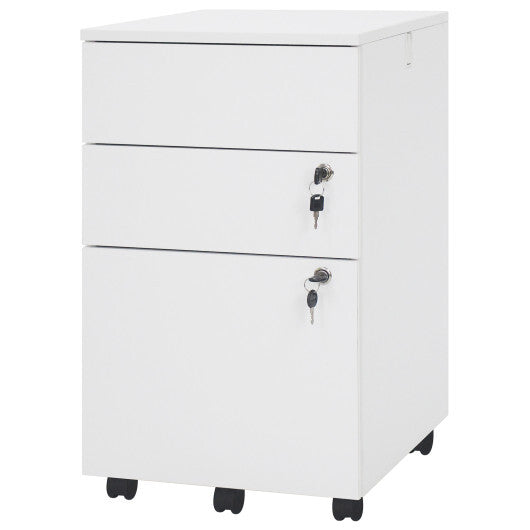 3 Drawer Filing Cabinet Locking Pedestal Desk -White - Color: White LuxuryLifeWay Online Store