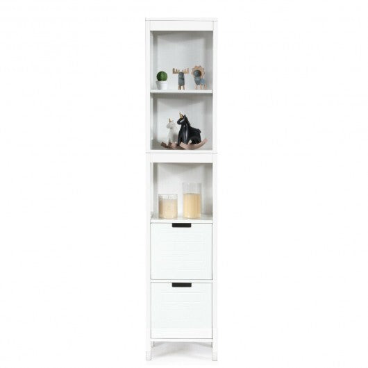 5-Tier Multifunctional  Bathroom Floor Cabine Storage with 2 Drawers