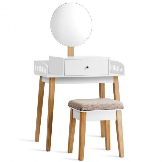 Wooden Makeup Dressing Mirror Table Set with Drawer LuxuryLifeWay Online Store