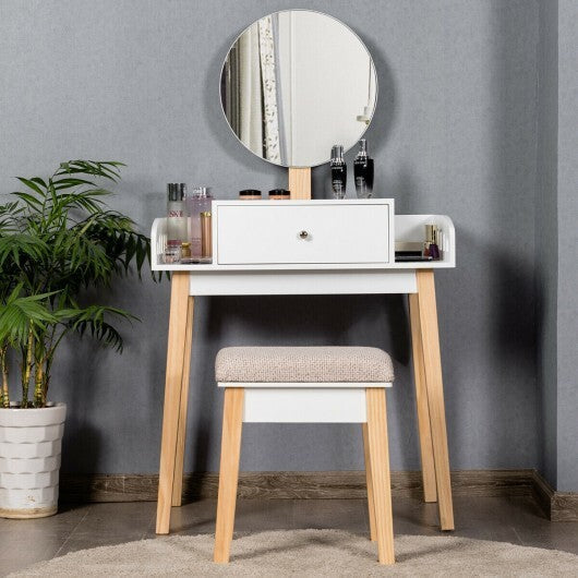 Wooden Makeup Dressing Mirror Table Set with Drawer LuxuryLifeWay Online Store
