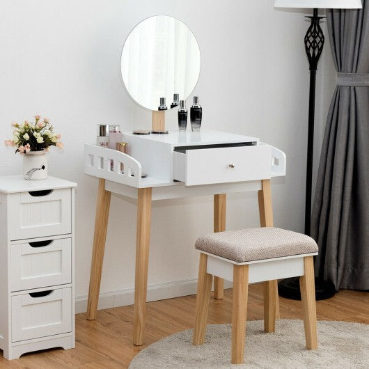 Wooden Makeup Dressing Mirror Table Set with Drawer LuxuryLifeWay Online Store