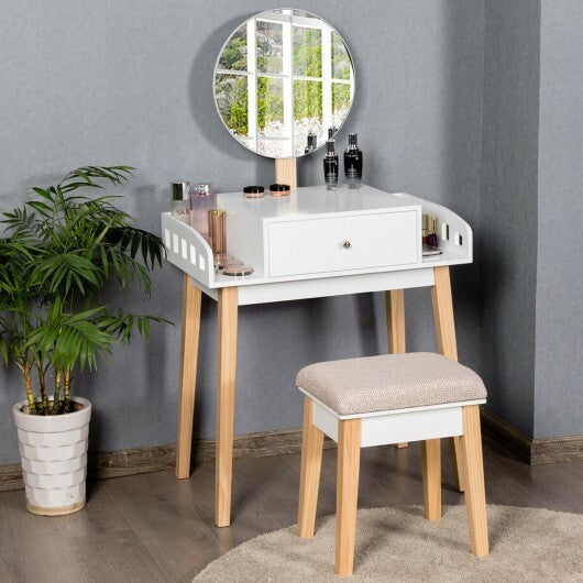 Wooden Makeup Dressing Mirror Table Set with Drawer LuxuryLifeWay Online Store