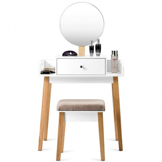 Wooden Makeup Dressing Mirror Table Set with Drawer LuxuryLifeWay Online Store
