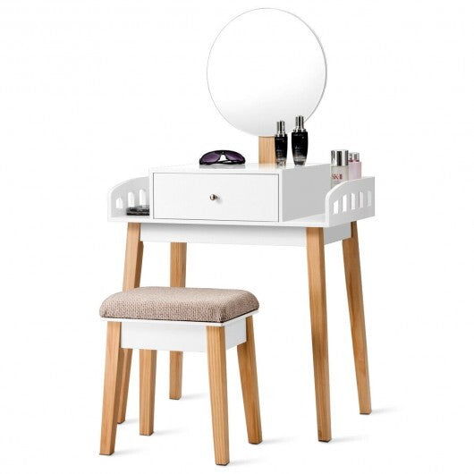 Wooden Makeup Dressing Mirror Table Set with Drawer LuxuryLifeWay Online Store