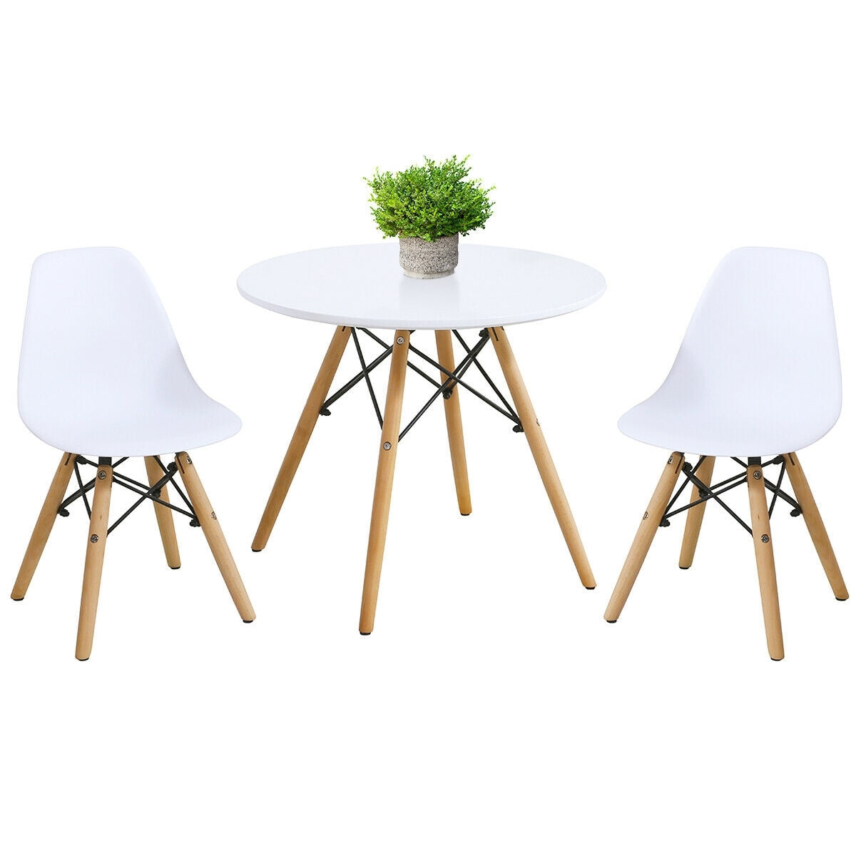 Kid's Modern Dining Table Set with 2 Armless Chairs - Color: White LuxuryLifeWay Online Store