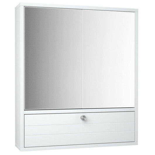 Double Door Wall-Mounted Bathroom Mirrored Medicine Cabinet-White LuxuryLifeWay Online Store