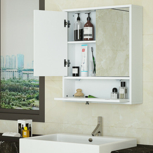 Double Door Wall-Mounted Bathroom Mirrored Medicine Cabinet-White LuxuryLifeWay Online Store