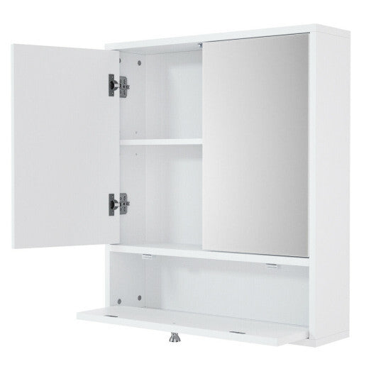 Double Door Wall-Mounted Bathroom Mirrored Medicine Cabinet-White LuxuryLifeWay Online Store