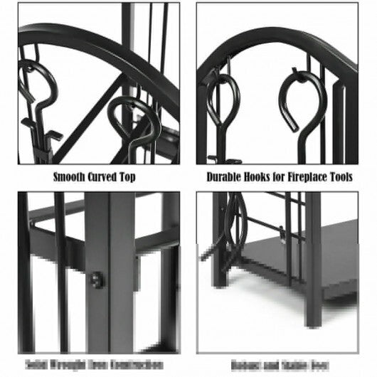 Fireplace Log Rack with 4 Tools Set Fireside Firewood Holder LuxuryLifeWay Online Store
