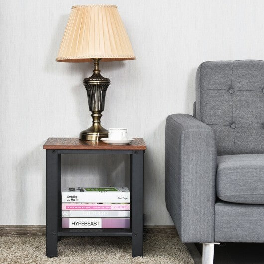 Industrial End Table 2-Tier Side Table-Black LuxuryLifeWay Online Store