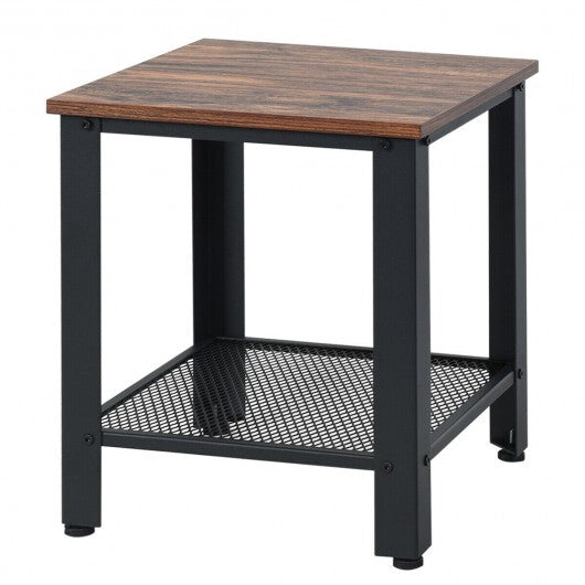 Industrial End Table 2-Tier Side Table-Black LuxuryLifeWay Online Store