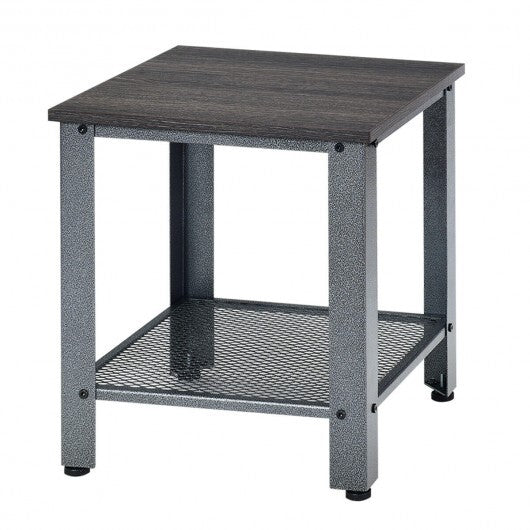 Industrial End Table 2-Tier Side Table-Black LuxuryLifeWay Online Store