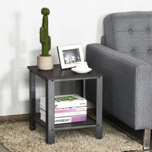 Industrial End Table 2-Tier Side Table-Black LuxuryLifeWay Online Store
