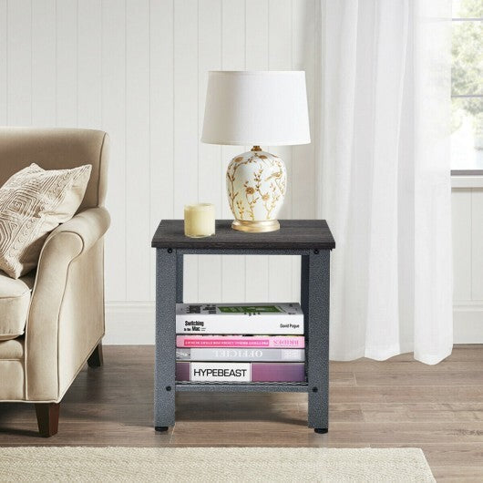Industrial End Table 2-Tier Side Table-Black LuxuryLifeWay Online Store