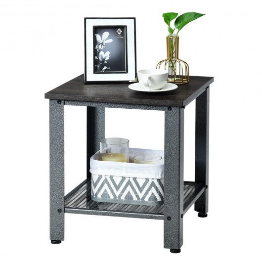 Industrial End Table 2-Tier Side Table-Black LuxuryLifeWay Online Store