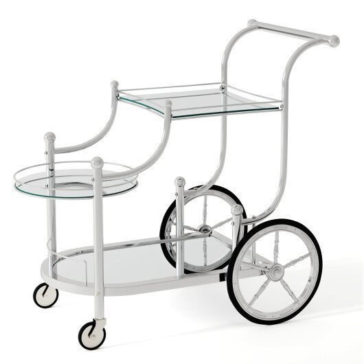 Kitchen Rolling Bar Cart with Tempered Glass Suitable for Restaurant and Hotel LuxuryLifeWay Online Store