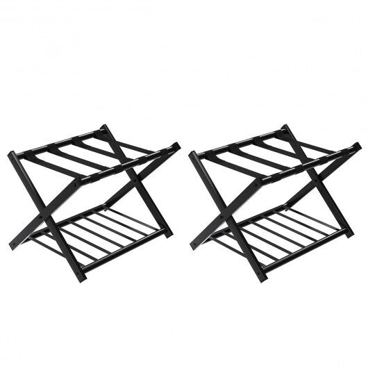 Set of 2 Folding Metal Luggage Rack Suitcase-Black LuxuryLifeWay Online Store