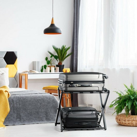 Set of 2 Folding Metal Luggage Rack Suitcase-Black LuxuryLifeWay Online Store