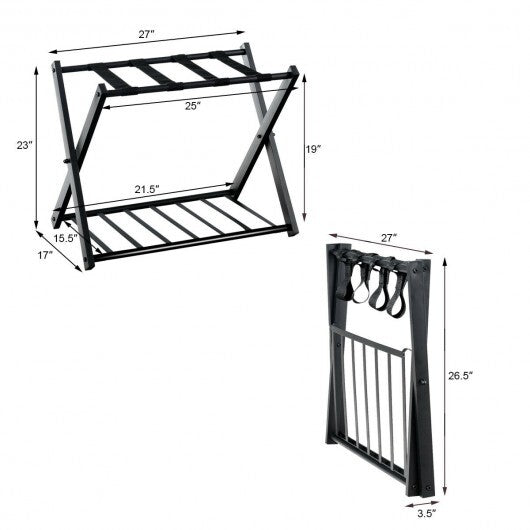 Set of 2 Folding Metal Luggage Rack Suitcase-Black LuxuryLifeWay Online Store