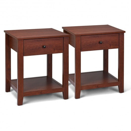 Set of 2 Nightstand with Storage Shelf and Pull Handle LuxuryLifeWay Online Store