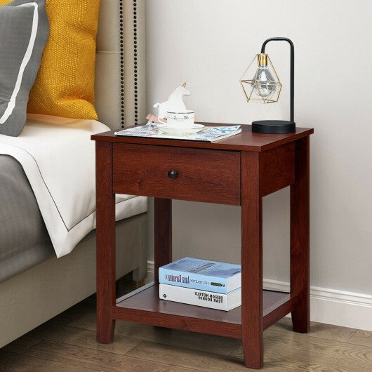 Set of 2 Nightstand with Storage Shelf and Pull Handle LuxuryLifeWay Online Store