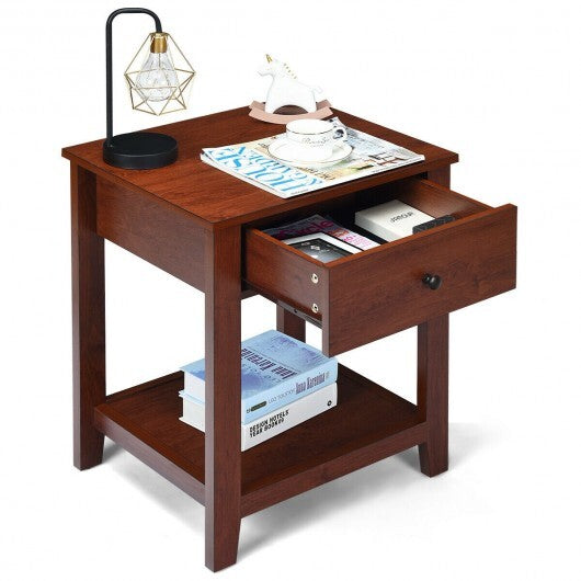 Set of 2 Nightstand with Storage Shelf and Pull Handle LuxuryLifeWay Online Store