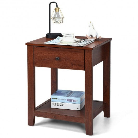 Set of 2 Nightstand with Storage Shelf and Pull Handle LuxuryLifeWay Online Store