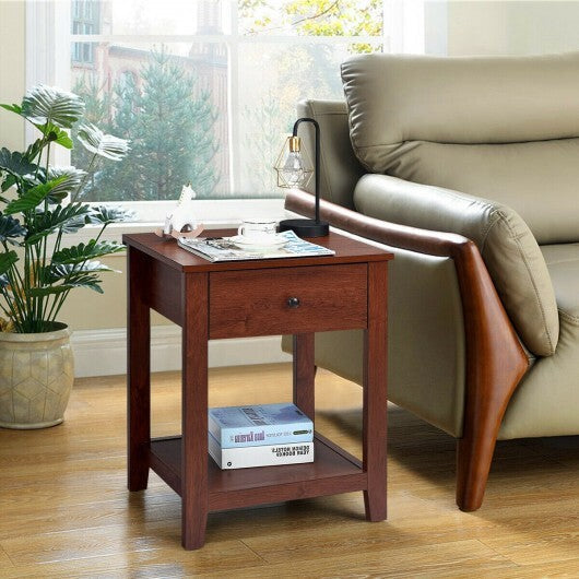 Night Stand End Side Table with Drawer and Storage Shelf LuxuryLifeWay Online Store