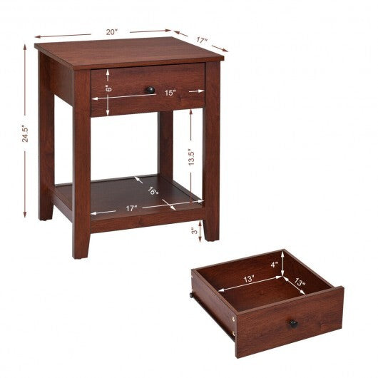 Night Stand End Side Table with Drawer and Storage Shelf LuxuryLifeWay Online Store