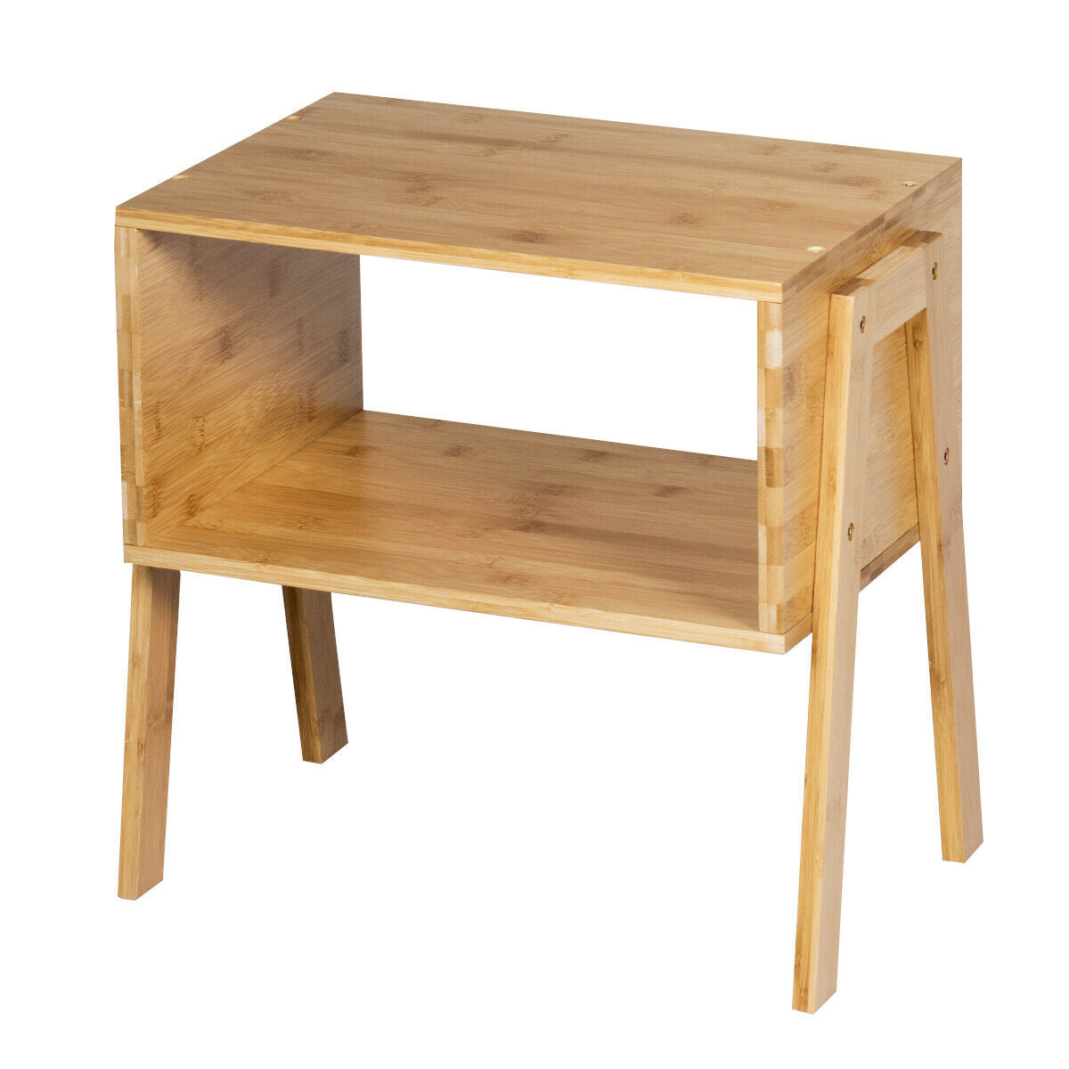 2 Pieces Bamboo Nightstand Sofa Table with Storage Shelf - Color: Natural LuxuryLifeWay Online Store