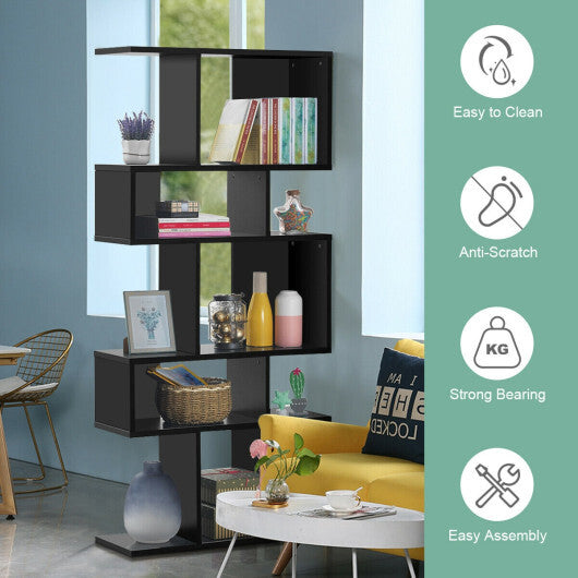 5 Cubes Ladder Shelf Corner Bookshelf Display Rack Bookcase-Gray