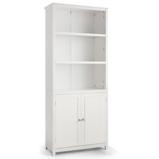 Bookcase Shelving Storage Wooden Cabinet Unit Standing Display Bookcase with Doors-Gray LuxuryLifeWay Online Store