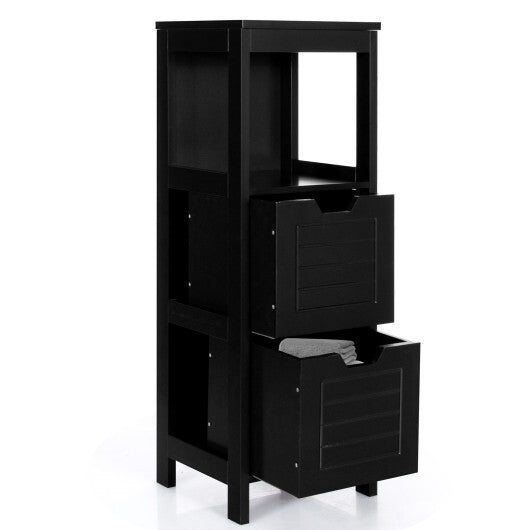 Bathroom Wooden Floor Cabinet Multifunction Storage Rack Stand Organizer-Black LuxuryLifeWay Online Store