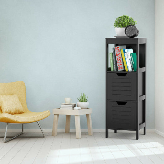 Bathroom Wooden Floor Cabinet Multifunction Storage Rack Stand Organizer-Black LuxuryLifeWay Online Store