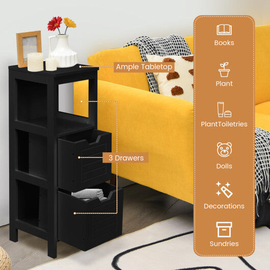 Bathroom Wooden Floor Cabinet Multifunction Storage Rack Stand Organizer-Black LuxuryLifeWay Online Store