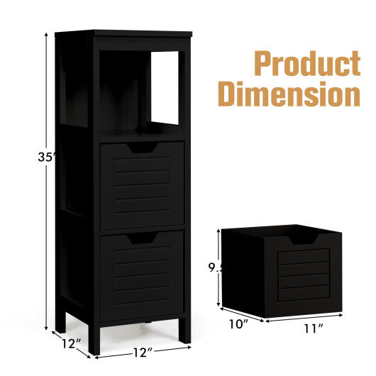 Bathroom Wooden Floor Cabinet Multifunction Storage Rack Stand Organizer-Black LuxuryLifeWay Online Store